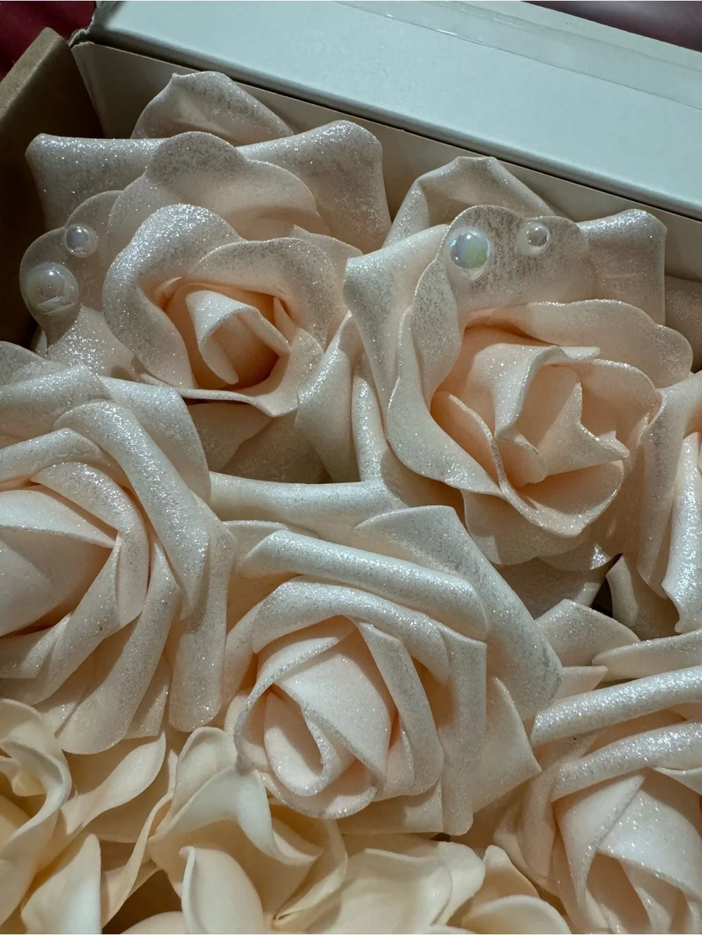 Ling’s Moment Artificial Foam Roses Blush Ivory Wedding Flowers Craft Decor Set